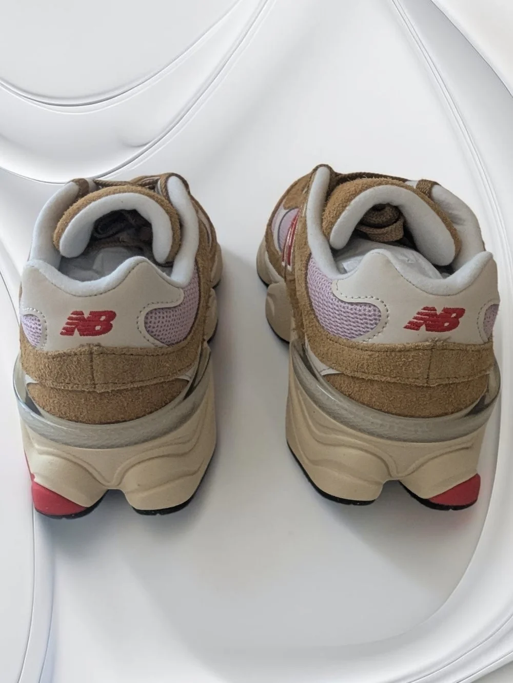 New Balance 9060 Big kids Size 4 Low Top Sneakers Tan Lavender Y2K Sneakers